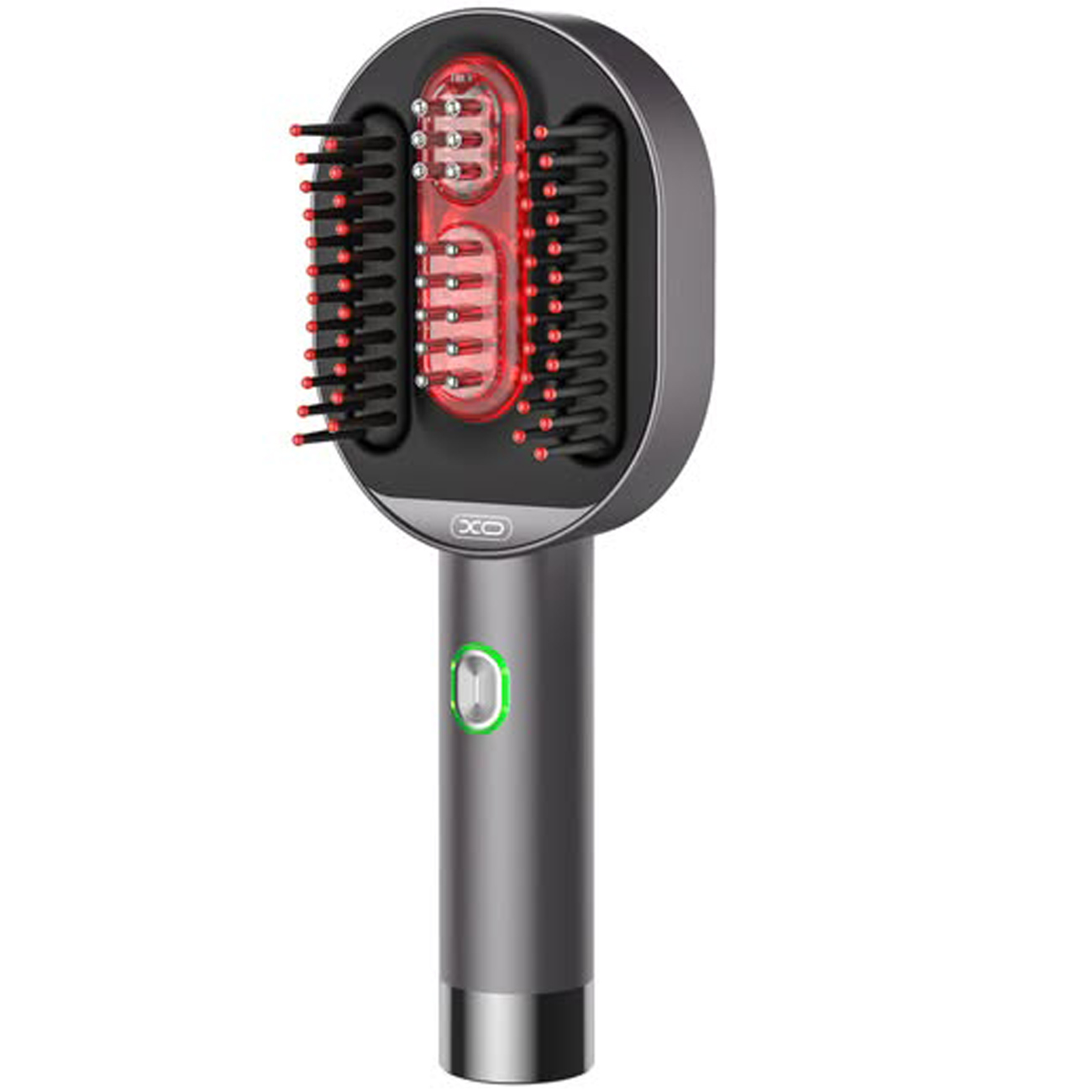 برس ماساژور ایکس او XO مدل FG12 با فناوری EMS، نور قرمز، باتری 1500 میلی آمپر، شارژدهی 3.5 ساعته و استاندارد IPX6 مناسب مراقبت پوست سر و مو