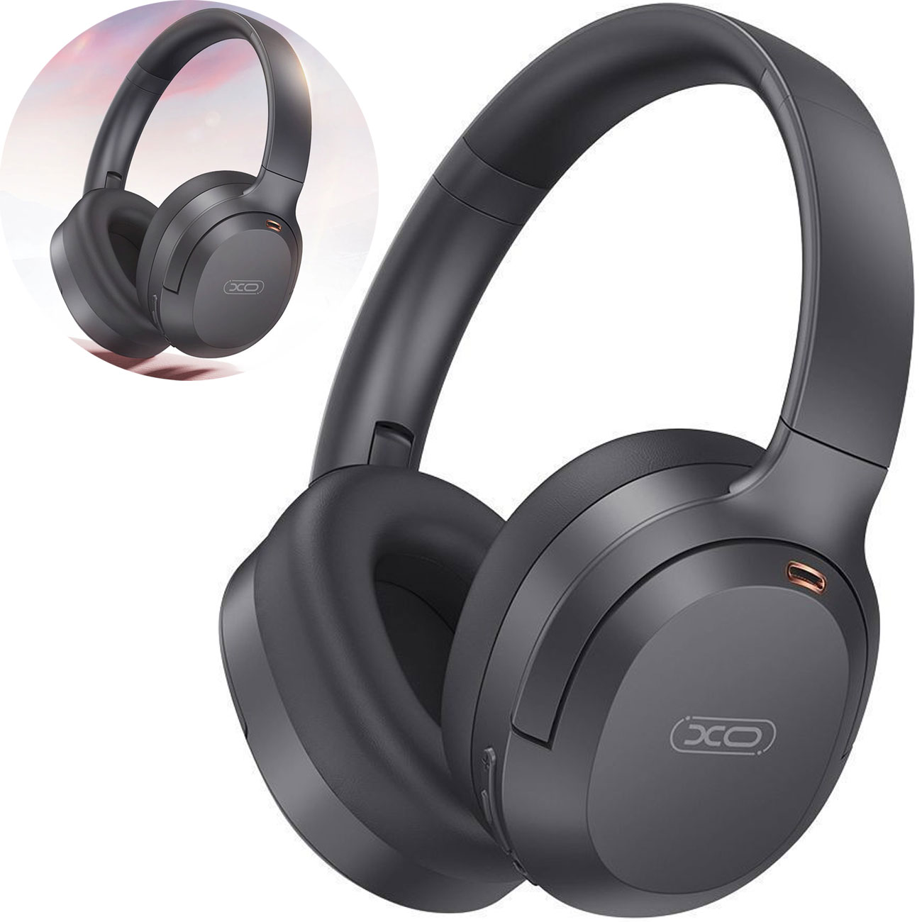 هدفون بلوتوثی  ایکس او XO مدل BE53 با ANC، بلوتوث 5.3 و باتری 55 ساعته مناسب موسیقی، گیمینگ و مکالمه با صدای شفاف، بیس قدرتمند و تجربه حرفه‌ای صدا