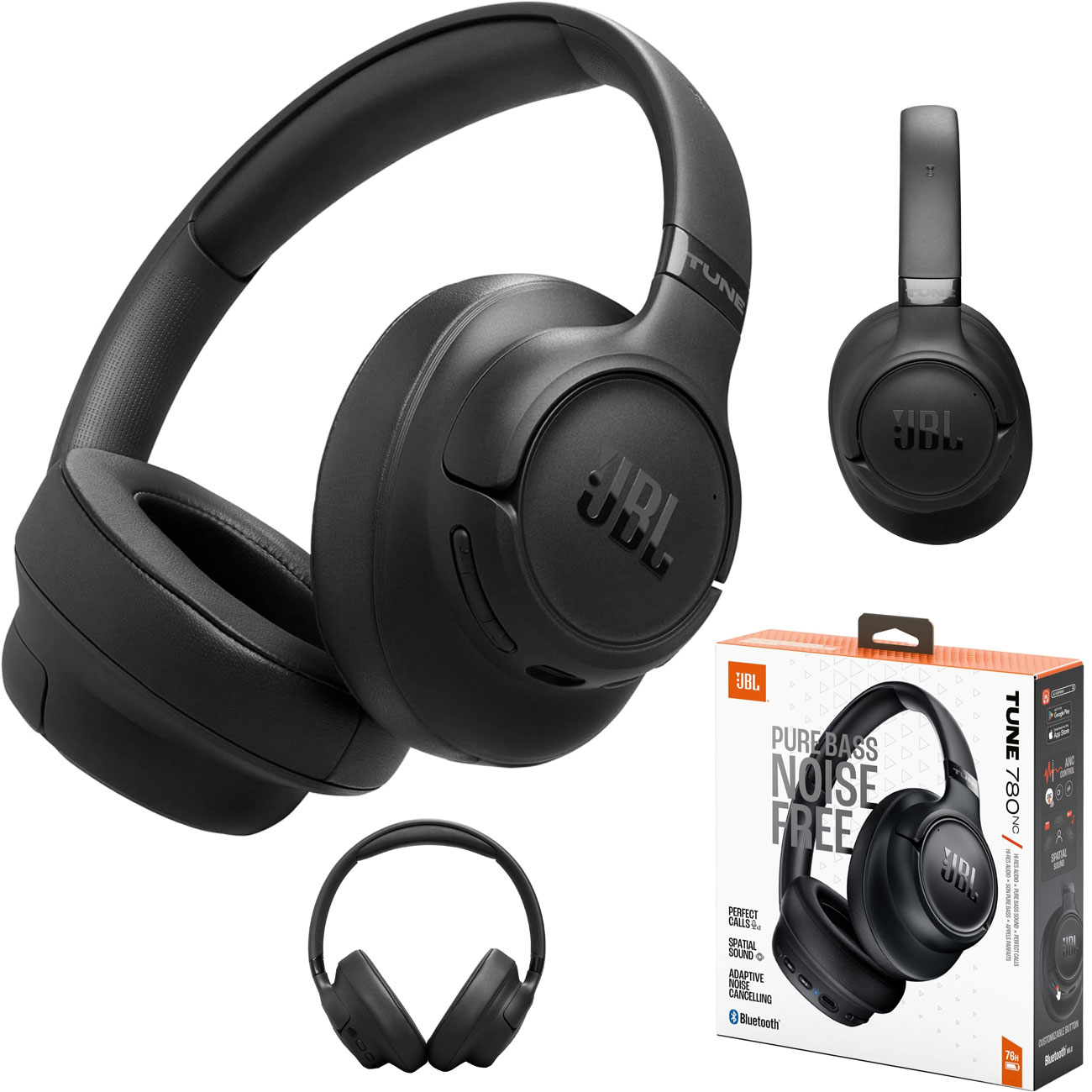 هدفون بلوتوثی جی بی ال JBL مدل 780NC با نویز کنسلینگ تطبیقی، شارژدهی 76 ساعته، بلوتوث 6.0 و اتصال همزمان دو دستگاه، مناسب استفاده روزمره و سفر.