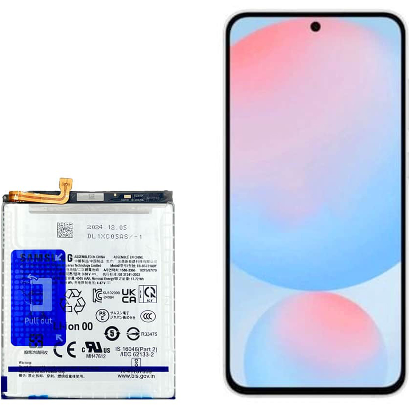 باتری اصلی سامسونگ Galaxy S24FE مدل EB-BS721ABY با ظرفیت 4700 میلی آمپر، پشتیبانی از شارژ سریع 25 وات، شارژ بی سیم و عملکرد پایدار برای Galaxy S24 FE