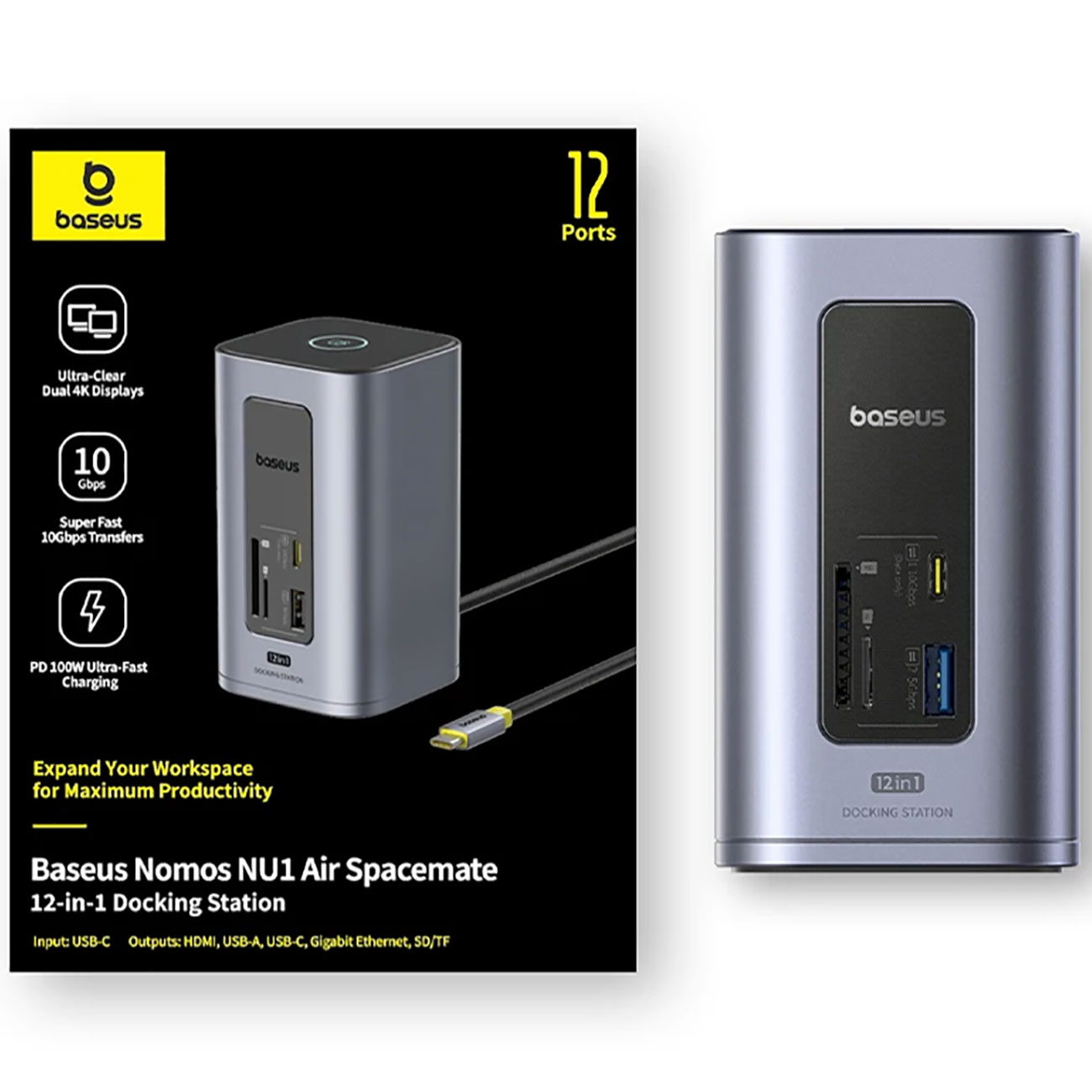 پاور استیشن 100 وات باسئوس Baseus مدل OH198 / توان 100 وات با خروجی پایدار/ اتصال اترنت گیگابیت پایدار برای اینترنت سیمی/ شارژ سریع فوق‌سریع/ دکمه قفل صفحه نمایش تک لمسی