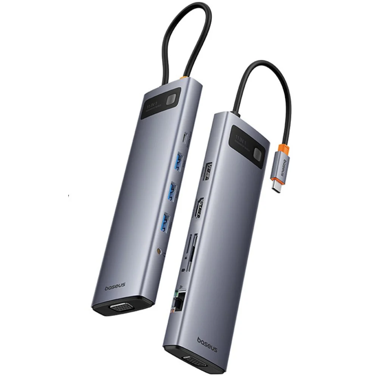 خرید اینترنتی هاب تایپ سی 11 پورت باسئوس Baseus مدل BS-OH147 توان 100 وات اصل با خروجی تصویر 4K پورت شبکه LAN شارژ سریع PD در فروشگاه جانبی.
