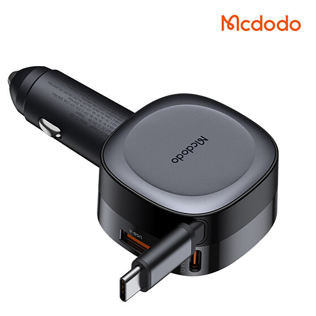 شارژر فندکی 75 وات مک دودو MCDODO مدل CC-156 با کابل/ شارژ سریع و قابل اعتماد/ کابل جمع‌شونده تایپ‌سی/ ایمنی کامل برای دستگاه‌ها/ دوام و پایداری بالا