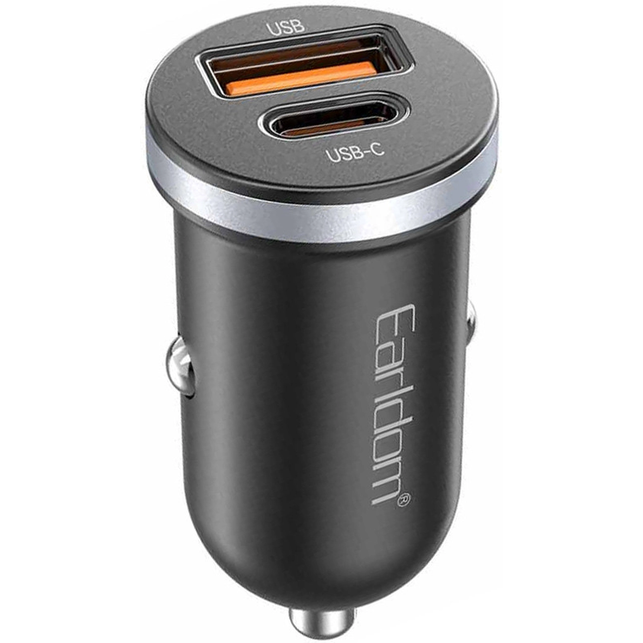 خرید شارژر فندکی ارلدام Earldom CC27، با توان 30W و پشتیبانی از PD، دارای دو پورت Type-C و USB برای شارژ سریع دو دستگاه همزمان از سایت جانبی.