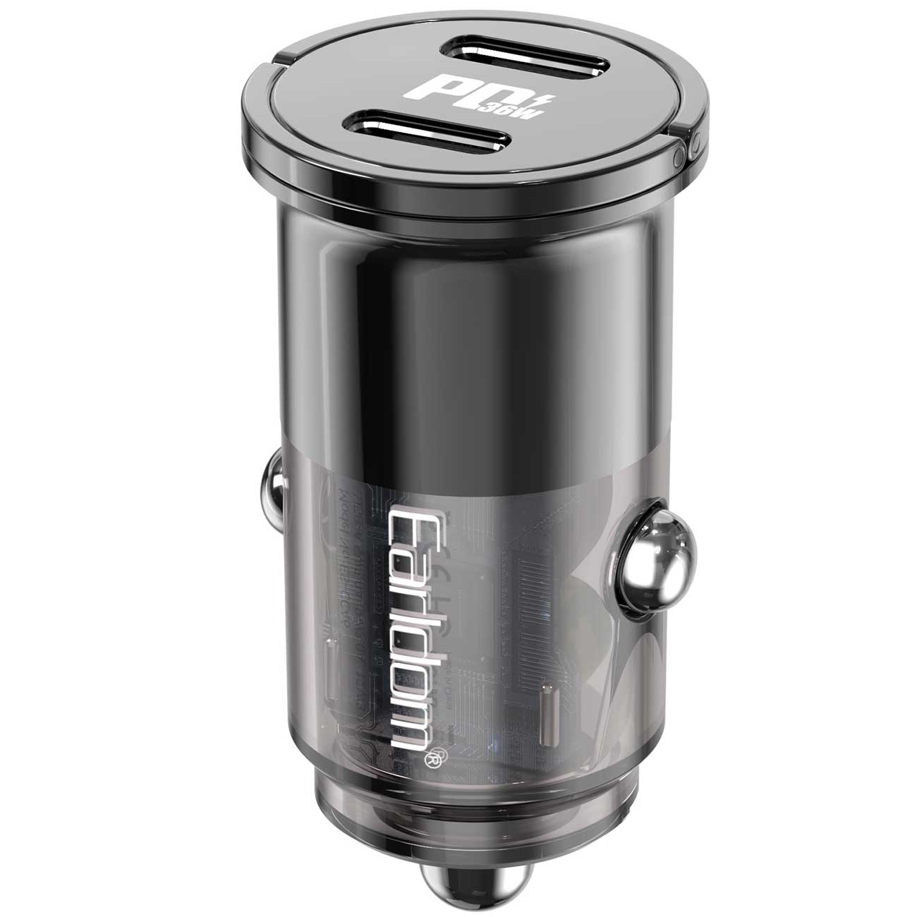شارژر فندکی Earldom ES-CC45 دو پورت 36W با شارژ سریع PD/PPS و بدنه مقاوم برای خودرو.