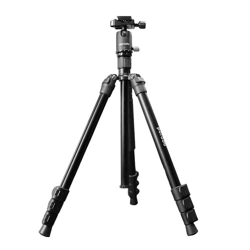 سه پایه حرفه ای Porodo PD-TRPBAL-BK، بدنه آلومنیومی مجهز به 2 عدد تراز مکانیکی دقیق و قابلیت تحمل وزن تا 12 کیلوگرم مناسب دوربین و موبایل