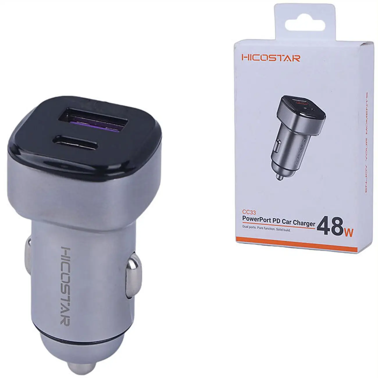 شارژر فندکی فست شارژ هایکو استار مدل HS-CC33 توان 45 وات/ مجهز به درگاه‌های یو اس بی و تایپ سی/ قابلیت شارژ همزمان دو دستگاه/ حداکثر توان خروجی: 48 وات