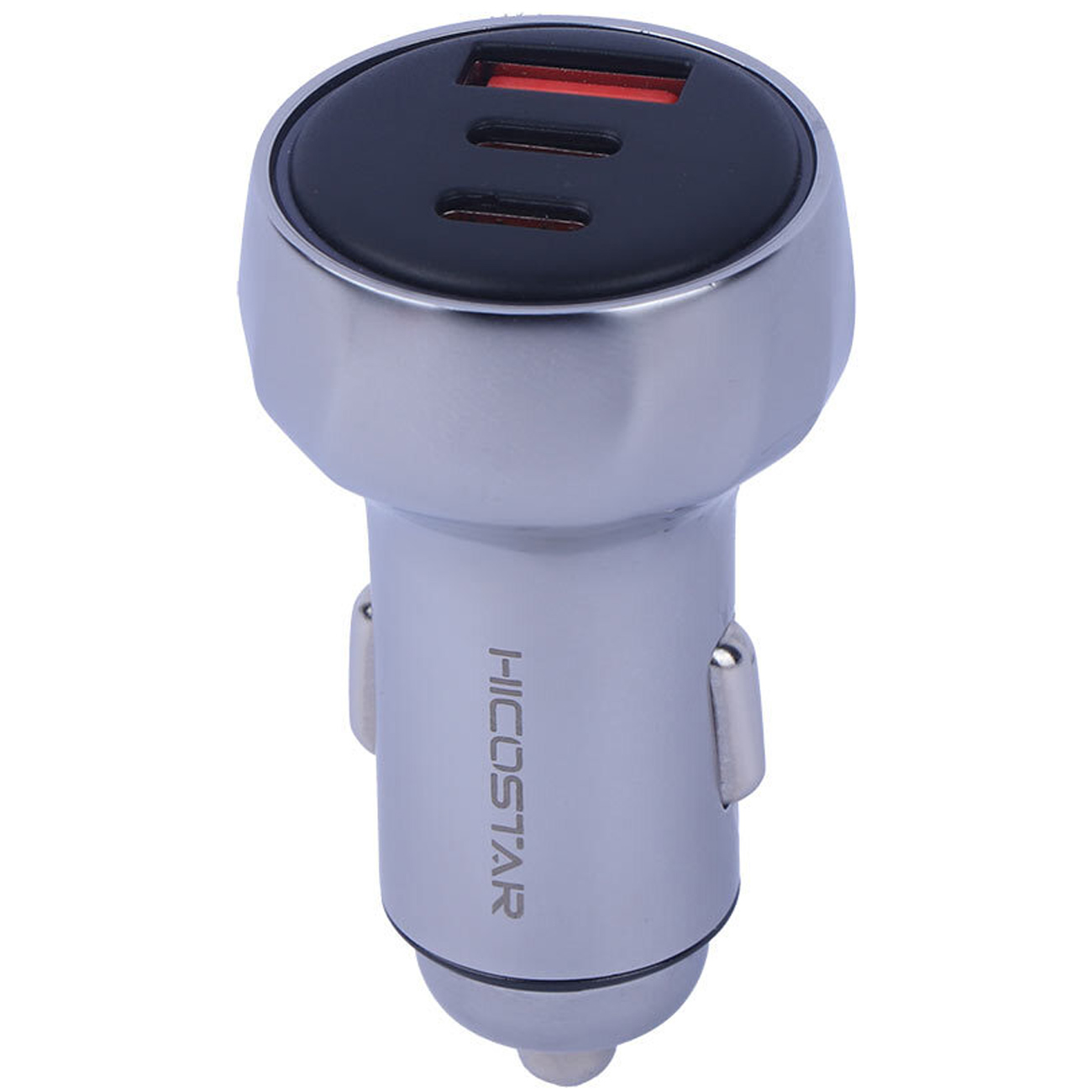 شارژر فندکی فست شارژ هایکو استار HICOSTAR مدل HS-CC90 با یک درگاه USB و دو درگاه Type-C،پشتیبانی از PD و شارژ سریع، مناسب شارژ همزمان گوشی،تبلت در خودرو