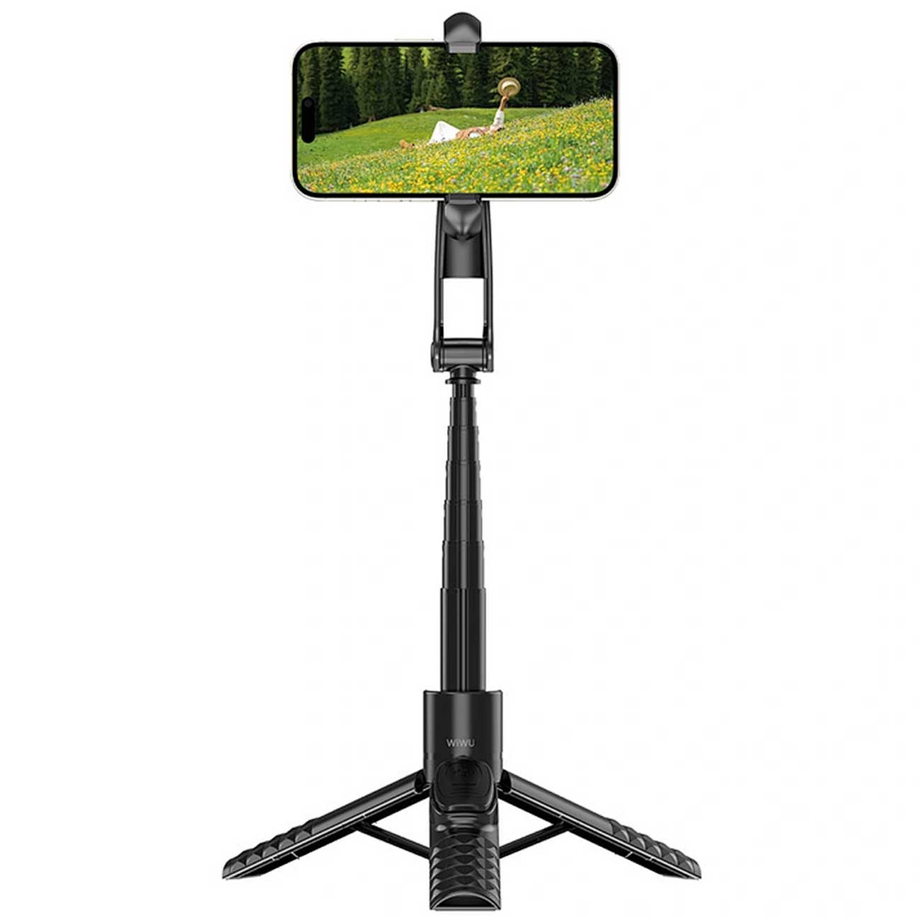 مونوپاد مغناطیسی WiWU WI-SE014 با چرخش 360 درجه، پایه سه‌پایه داخلی، کنترل بلوتوث و سازگاری با iOS، Android و HarmonyOS، ابزار حرفه‌ای برای سلفی، ولاگ و تولید محتوای باکیفیت است.